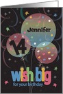 Birthday for 14 Year Old, Wish Big with Balloon Trio and Custom Name card