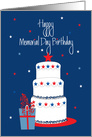 Hand Lettered Memorial Day Birthday, with Stacked Cake and Stars card