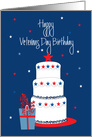 Hand Lettered Veterans Day Birthday, with Stacked Cake and Stars card