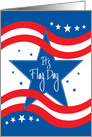 It’s Flag Day, Blue Star, Red and White Wavy Stripes card