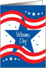 Business Veterans Day, Blue Star, Red Wavy Stripes card