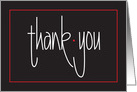 Hand Lettered Business Thank you on Black with Red Accents card