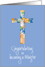 Congratulations on Becoming Minister, Stained Glass Cross card