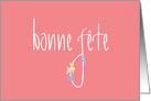 Bonne Fte for French Name Day Pink with Colorful Flowers card