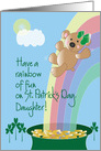 St. Patrick’s Day for Daughter, Bear Sliding Down Rainbow card