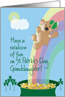 St. Patrick’s Day for Granddaughter, Bear Sliding Down Rainbow card