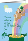 St. Patrick’s Day for Son, Bear Sliding Down Rainbow card
