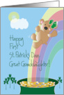 First St. Patrick’s Day for Great Granddaughter, Bear on Rainbow card
