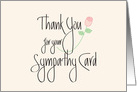 Thank You for Sympathy Card, Long Stem Rose & Hand Lettering card