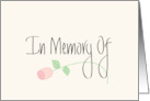 Hand Lettered In Memory Of Memorial Program with Pink Long Stem Rose card