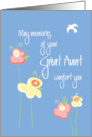 Sympathy for Loss of Great Aunt, Cheerful Flowers and Dove card