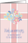 Hand Lettered Sympathy for Loss of Mother, Cross & Bright Flowers card