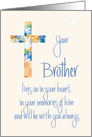 Sympathy in Loss of Brother, Stained Glass Cross & Hand Lettering card