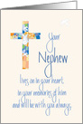 Sympathy in Loss of Nephew, Stained Glass Cross and Dove card