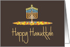Hand Lettered Hanukkah, with Menorah and Autumn Leaves card