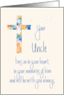 Sympathy in Loss of Uncle, Stained Glass Cross & Hand Lettering card