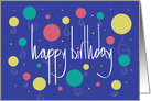Hand Lettered Birthday with Colorful Balloons and Confetti card