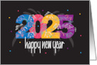 New Year’s 2025 Large Colorful Numbers with Bursting Firework Display card