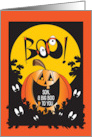 Halloween for Son Oogley Eye Boo in the Moon Smiling Jack O Lantern card