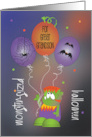 Monster-Sized Halloween for Great Grandson with Monster and Balloons card
