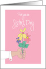 Sister’s Day, with Flower Bouquet Offered by Hand card