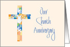 Hand Lettered Church Anniversary Invitation, Stained Glass Cross card