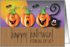 Hand Lettered Halloween From All of Us Pumpkin Trio and Black Cat card