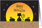 Happy Halloween, Cat and Pumpkin Silhouettes in Full Moon card