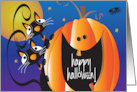 Hand Lettered Halloween Black Cats and Smiling Jack O’ Lantern card