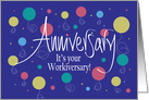 Hand Lettered Employee Work Anniversary, Bright Colored Balloons card