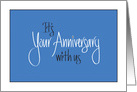 Hand Lettered Blue Business Work Anniversary Congratulations card