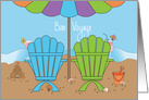 Bon Voyage, Colorful Beach Chairs, Cocktails & Rolling Waves card