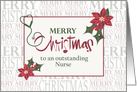 Hand Lettered Christmas to Nurse, Stethoscope & Poinsettias card