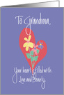 Mother’s Day for Grandma, with Heart and Flower Bouquet card