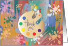 Thank You to Art Teacher with Palette of Colors on Colorful Background card