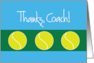 Thanks Tennis Coach with Trio of Tennis Balls on Green and Blue card
