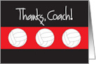 Thanks Volleyball Coach with Trio of Volleyballs on Red card