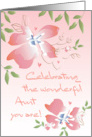 Mother’s Day for Wonderful Aunt Pink Watercolor Flowers Celebration card