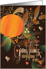 Hand Lettered Thanksgiving Giving Thanks Pumpkin and Fall Leaves card