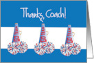 Thanks to Cheer Coach with Trio of Megaphones and Pom-Poms card