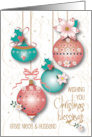 Hand Lettered Christmas for Great Niece & Husband Decorated Ornaments card