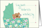 Mother’s Day for Mother-to-Be with Bear in Floral Bassinette card