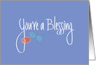 Hand Lettered You’re a Blessing, with Red Rose Flower on Lavender card