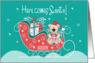 Christmas for Godson, Santa Bear in Ornate Red Santa Sleigh card