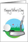 Father’s Day for Golfer, Putter and Golf Ball on Green card