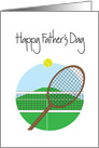 Father’s Day for Tennis Player, Racquet and Tennis Ball with Net card