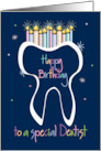 Hand Lettered Birthday for Dentist with Gleaming Tooth and Candles card