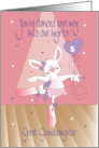 Birthday for Great Granddaughter Ballet Bunny with Custom Age Balloon card