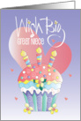 Hand Lettered Birthday for Great Niece Wish Big Birthday Cupcake card