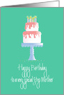 Birthday for very special Step Mother, Cake on Cake Platter card